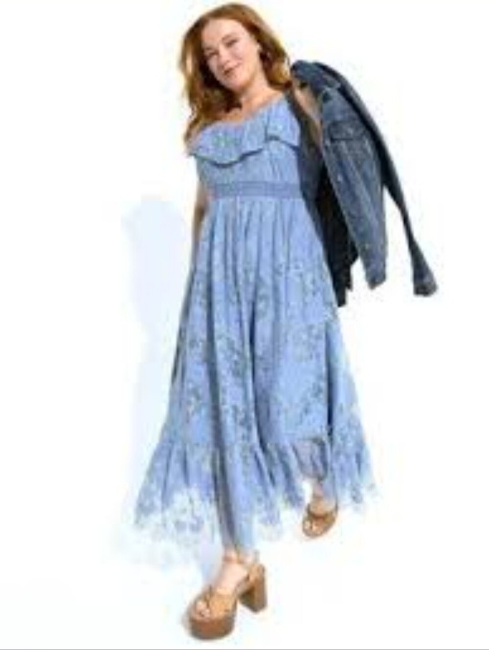torrid Light Blue Lace Ruffle Tiered Dress